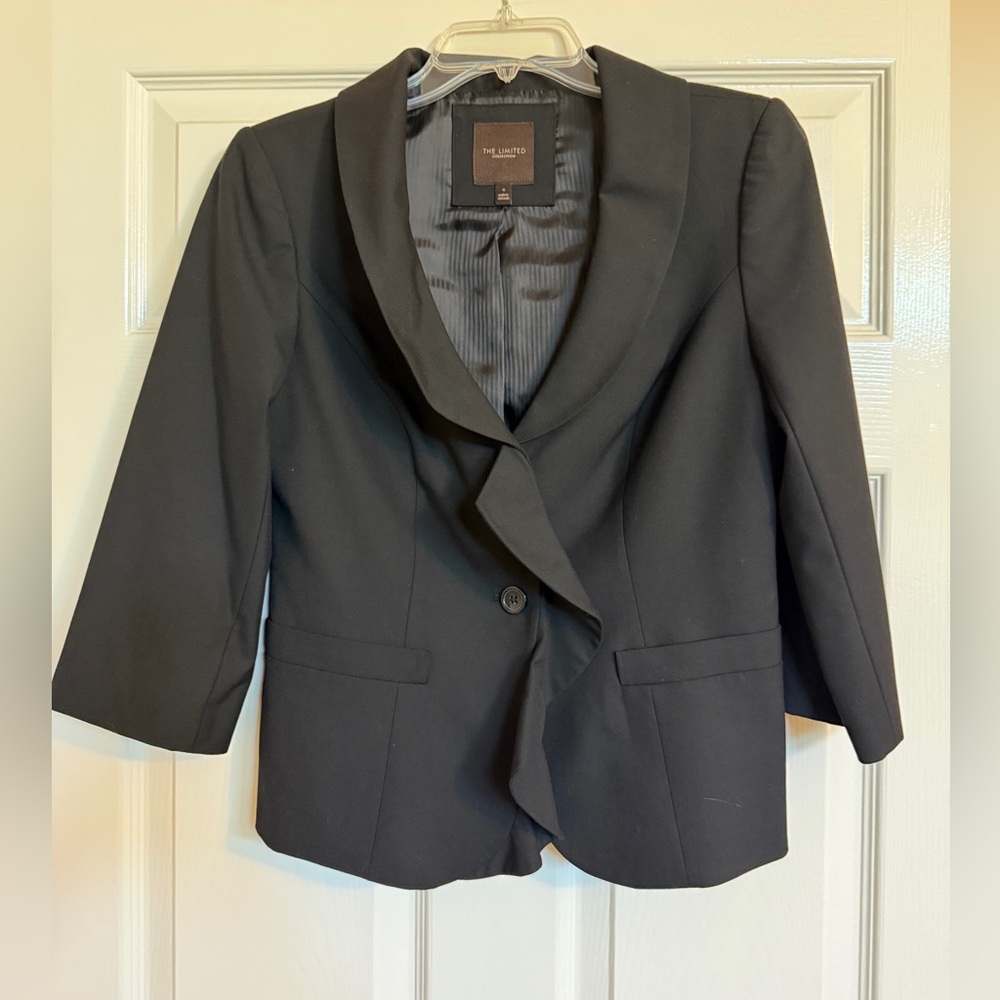 The Limited Black Women's Ruffle Suit Jacket Small